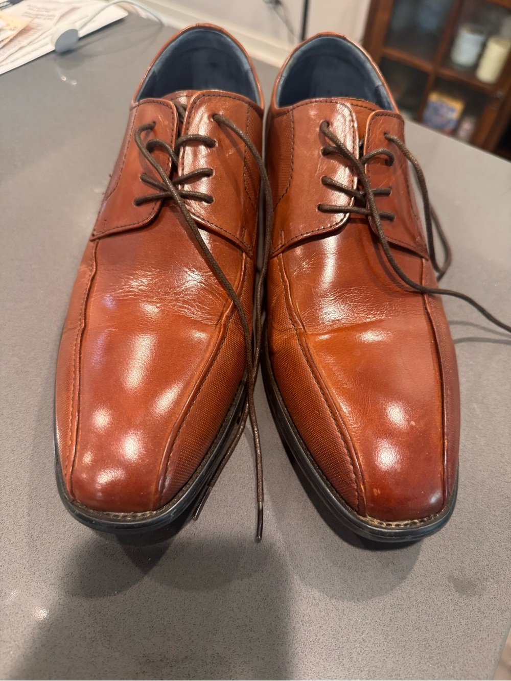 Men's Classic Brown Leather Lace-Up Dress Shoes size 7-1/2